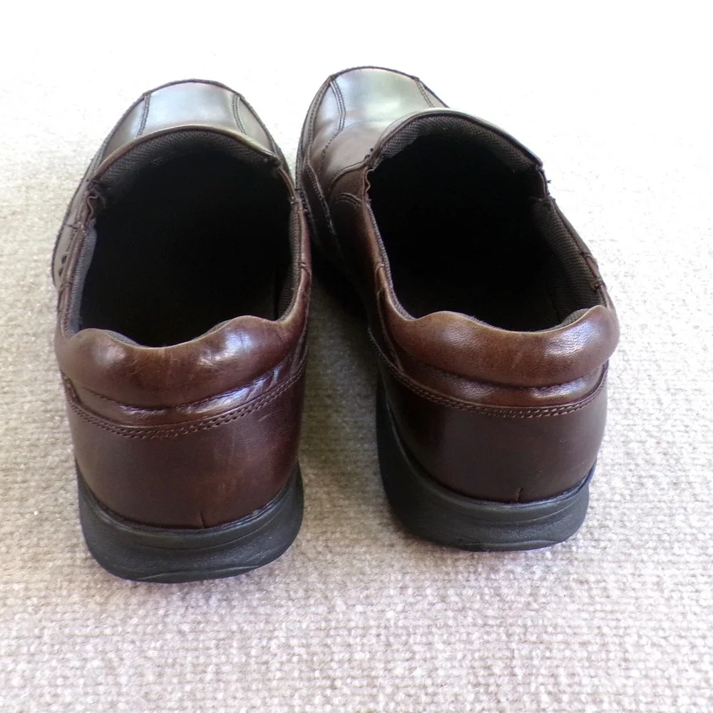 George Foreman Footworks SMARTsystem Mens Brown Leather Slip On Loafers 11 Wide